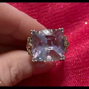 Huge pink amethyst ring